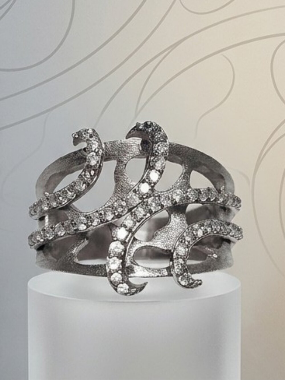 Sterling Silver Wide Unique RING size 6 one stone missing